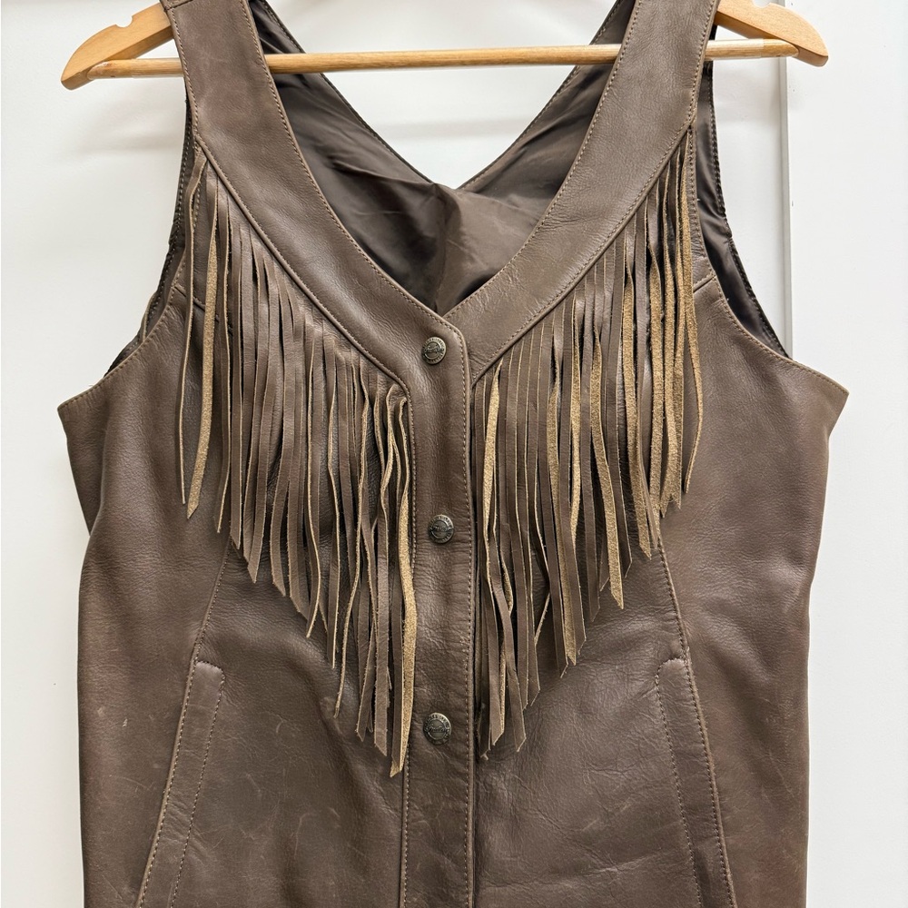 Indian Motorcycle Brown Leather Fringe Vest